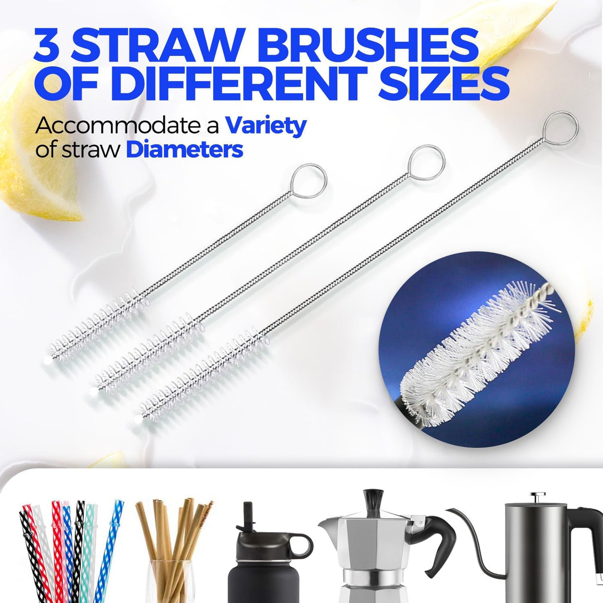 Bottle and Straw Cleaning Brush Set, 4 Pieces