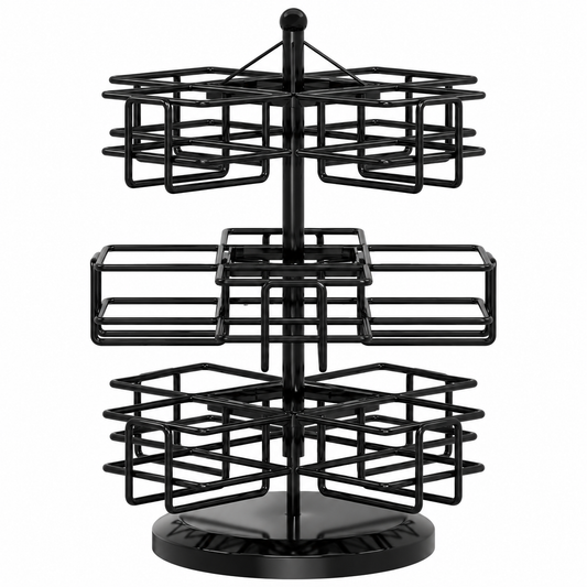 Black Rotating Three-Tier Tea Packet Organizer