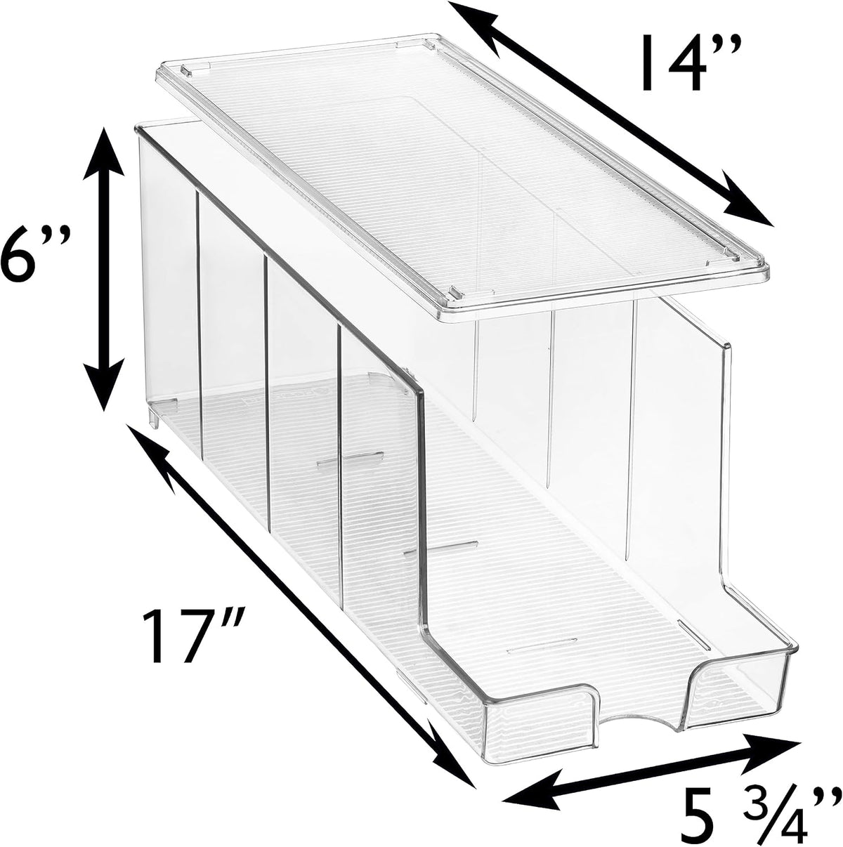 Clear Stackable Soda Can Dispenser Organizers with Lids, Set of 2